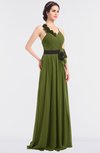 ColsBM Ivanna Olive Green Elegant A-line Halter Sleeveless Floor Length Flower Bridesmaid Dresses