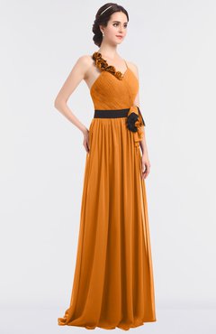 ColsBM Ivanna Orange Elegant A-line Halter Sleeveless Floor Length Flower Bridesmaid Dresses