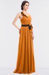 ColsBM Ivanna Orange Elegant A-line Halter Sleeveless Floor Length Flower Bridesmaid Dresses