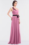 ColsBM Ivanna Pink Elegant A-line Halter Sleeveless Floor Length Flower Bridesmaid Dresses