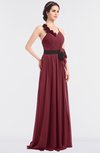 ColsBM Ivanna Wine Elegant A-line Halter Sleeveless Floor Length Flower Bridesmaid Dresses