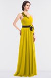 ColsBM Ivanna Yellow Elegant A-line Halter Sleeveless Floor Length Flower Bridesmaid Dresses