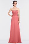 ColsBM Sadie Coral Elegant A-line Zip up Floor Length Beaded Bridesmaid Dresses