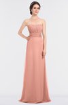 ColsBM Sadie Peach Elegant A-line Zip up Floor Length Beaded Bridesmaid Dresses