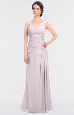ColsBM Leona Blush Mature A-line V-neck Zip up Floor Length Ruching Bridesmaid Dresses
