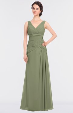 ColsBM Leona Bog Mature A-line V-neck Zip up Floor Length Ruching Bridesmaid Dresses