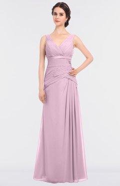 ColsBM Leona Fairy Tale Mature A-line V-neck Zip up Floor Length Ruching Bridesmaid Dresses