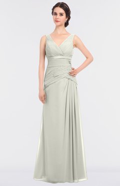 ColsBM Leona Ivory Mature A-line V-neck Zip up Floor Length Ruching Bridesmaid Dresses