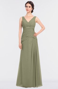 ColsBM Leona Sponge Mature A-line V-neck Zip up Floor Length Ruching Bridesmaid Dresses