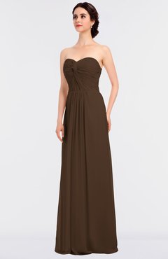 ColsBM Jenna Chocolate Brown Modern A-line Sleeveless Zip up Ruching Bridesmaid Dresses