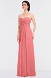 ColsBM Jenna Coral Modern A-line Sleeveless Zip up Ruching Bridesmaid Dresses