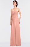 ColsBM Jenna Peach Modern A-line Sleeveless Zip up Ruching Bridesmaid Dresses
