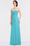 ColsBM Jenna Turquoise Modern A-line Sleeveless Zip up Ruching Bridesmaid Dresses