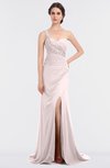 ColsBM Selah Light Pink Sexy Sheath Asymmetric Neckline Sleeveless Sweep Train Beaded Bridesmaid Dresses