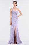 ColsBM Selah Light Purple Sexy Sheath Asymmetric Neckline Sleeveless Sweep Train Beaded Bridesmaid Dresses