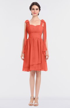 ColsBM Mariam Living Coral Mature Thick Straps Sleeveless Zip up Knee Length Bridesmaid Dresses