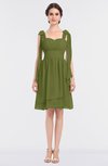 ColsBM Mariam Olive Green Mature Thick Straps Sleeveless Zip up Knee Length Bridesmaid Dresses