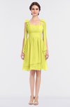 ColsBM Mariam Pale Yellow Mature Thick Straps Sleeveless Zip up Knee Length Bridesmaid Dresses