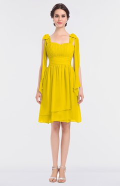 ColsBM Mariam Yellow Mature Thick Straps Sleeveless Zip up Knee Length Bridesmaid Dresses