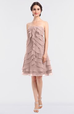 ColsBM Cheyenne Dusty Rose Modern A-line Strapless Sleeveless Knee Length Edging Bridesmaid Dresses