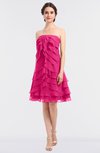 ColsBM Cheyenne Fandango Pink Modern A-line Strapless Sleeveless Knee Length Edging Bridesmaid Dresses