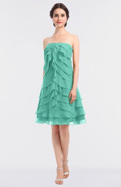 ColsBM Cheyenne Mint Green Modern A-line Strapless Sleeveless Knee Length Edging Bridesmaid Dresses