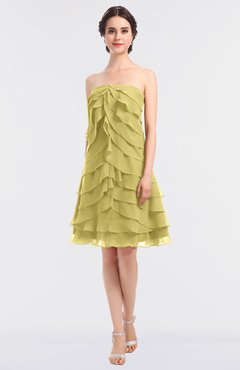 ColsBM Cheyenne Misted Yellow Modern A-line Strapless Sleeveless Knee Length Edging Bridesmaid Dresses