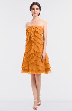 ColsBM Cheyenne Orange Modern A-line Strapless Sleeveless Knee Length Edging Bridesmaid Dresses