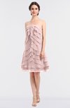 ColsBM Cheyenne Pastel Pink Modern A-line Strapless Sleeveless Knee Length Edging Bridesmaid Dresses