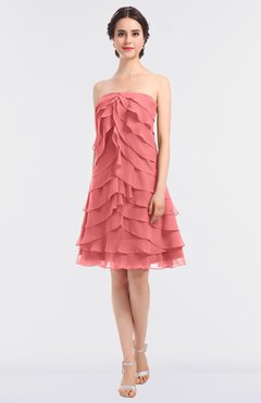 ColsBM Cheyenne Shell Pink Modern A-line Strapless Sleeveless Knee Length Edging Bridesmaid Dresses