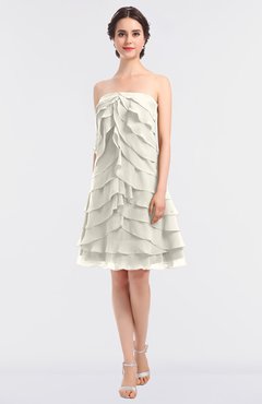 ColsBM Cheyenne Whisper White Modern A-line Strapless Sleeveless Knee Length Edging Bridesmaid Dresses