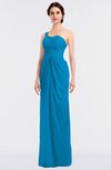 ColsBM Sandra Cornflower Blue Gorgeous A-line Zip up Floor Length Ruching Bridesmaid Dresses