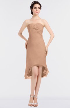ColsBM Bryleigh Almost Apricot Elegant Sheath Strapless Zip up Mini Ruching Bridesmaid Dresses