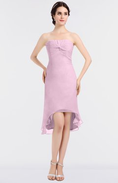 ColsBM Bryleigh Baby Pink Elegant Sheath Strapless Zip up Mini Ruching Bridesmaid Dresses