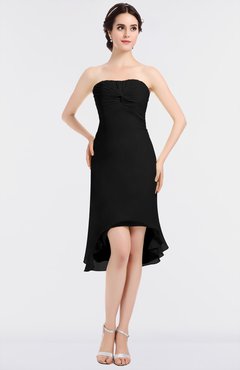 ColsBM Bryleigh Black Elegant Sheath Strapless Zip up Mini Ruching Bridesmaid Dresses