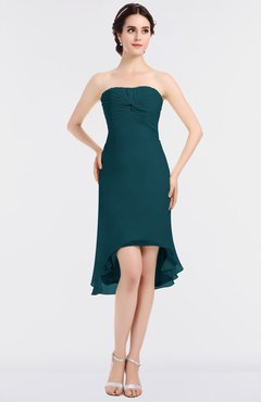 ColsBM Bryleigh Blue Green Elegant Sheath Strapless Zip up Mini Ruching Bridesmaid Dresses