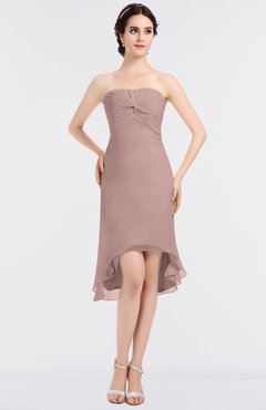 ColsBM Bryleigh Blush Pink Elegant Sheath Strapless Zip up Mini Ruching Bridesmaid Dresses
