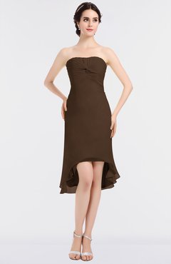ColsBM Bryleigh Chocolate Brown Elegant Sheath Strapless Zip up Mini Ruching Bridesmaid Dresses
