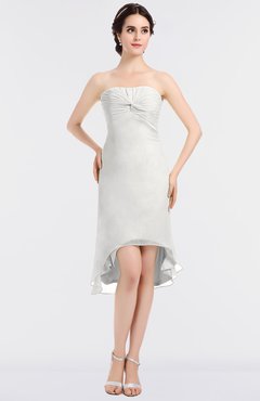 ColsBM Bryleigh Cloud White Elegant Sheath Strapless Zip up Mini Ruching Bridesmaid Dresses