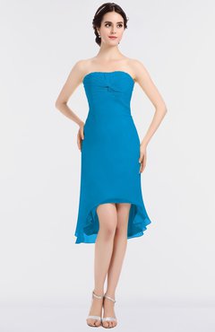 ColsBM Bryleigh Cornflower Blue Elegant Sheath Strapless Zip up Mini Ruching Bridesmaid Dresses