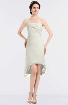 ColsBM Bryleigh Cream Elegant Sheath Strapless Zip up Mini Ruching Bridesmaid Dresses