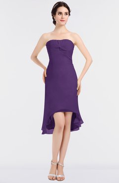 ColsBM Bryleigh Dark Purple Elegant Sheath Strapless Zip up Mini Ruching Bridesmaid Dresses
