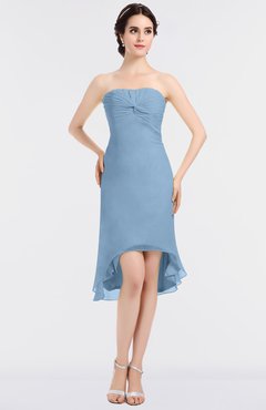 ColsBM Bryleigh Dusty Blue Elegant Sheath Strapless Zip up Mini Ruching Bridesmaid Dresses