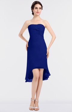 ColsBM Bryleigh Electric Blue Elegant Sheath Strapless Zip up Mini Ruching Bridesmaid Dresses