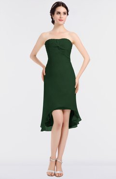 ColsBM Bryleigh Hunter Green Elegant Sheath Strapless Zip up Mini Ruching Bridesmaid Dresses