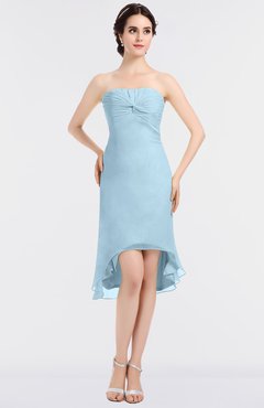 ColsBM Bryleigh Ice Blue Elegant Sheath Strapless Zip up Mini Ruching Bridesmaid Dresses