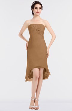 ColsBM Bryleigh Light Brown Elegant Sheath Strapless Zip up Mini Ruching Bridesmaid Dresses