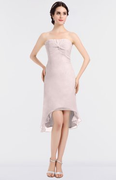 ColsBM Bryleigh Light Pink Elegant Sheath Strapless Zip up Mini Ruching Bridesmaid Dresses