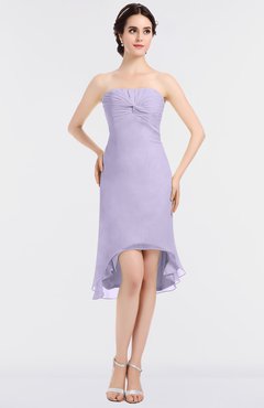 ColsBM Bryleigh Light Purple Elegant Sheath Strapless Zip up Mini Ruching Bridesmaid Dresses