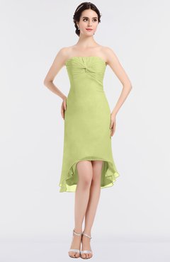 ColsBM Bryleigh Lime Green Elegant Sheath Strapless Zip up Mini Ruching Bridesmaid Dresses